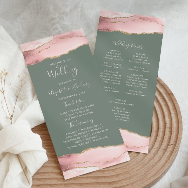 Programme Rose Pâle Or Agate Vert Sauge Mariage (Créateur téléchargé)