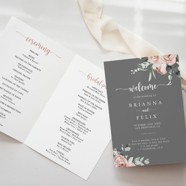 Programme Rose rose classique Gris floral plié (Créateur téléchargé)