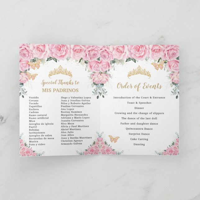 Programme Roses roses Quinceanera Princess Butterflies (Intérieur)