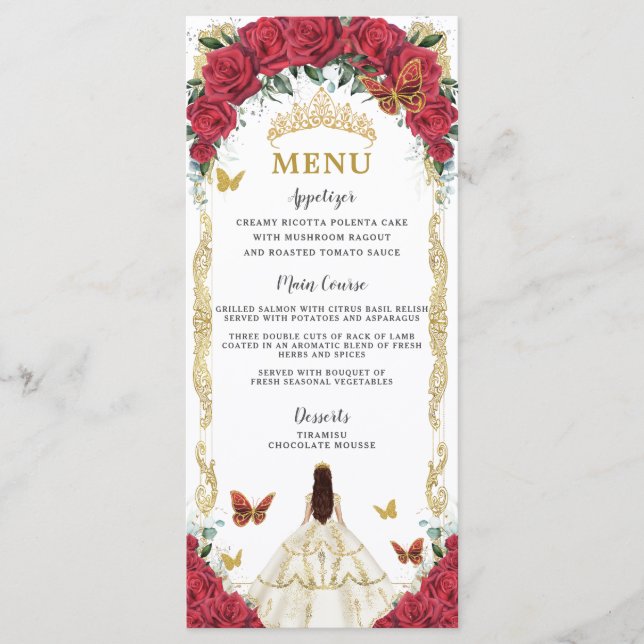 Programme Roses Rouges Roses Florales Robe Blanche Quinceañe (Devant)