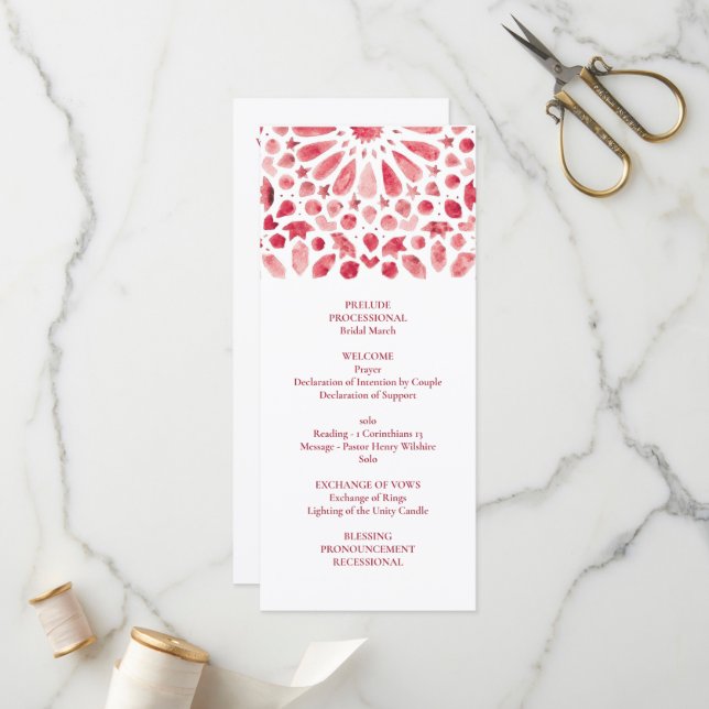 Programme Rouge Aquarelle Méditerranée Carrelage Motif (Devant/Arrière en situation)