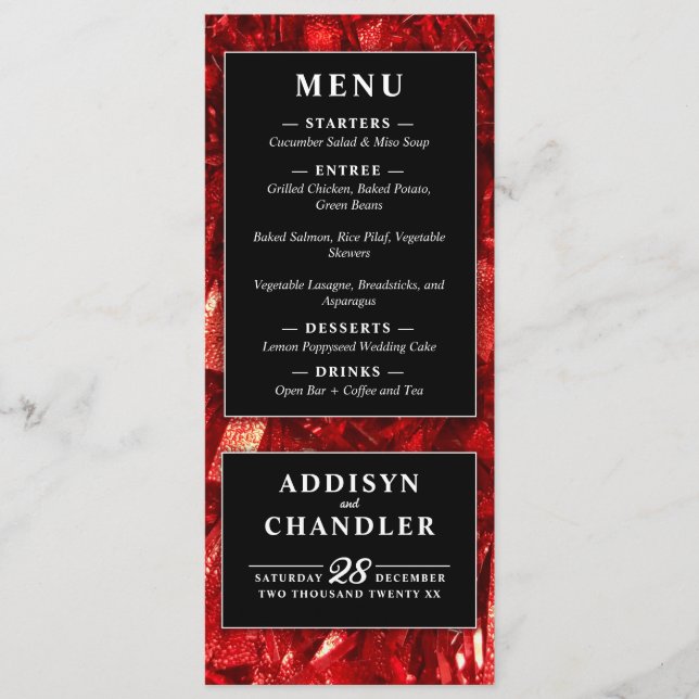 Programme Rouge noir et blanc Mariage de Noël moderne (Devant)