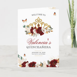 Programme Rouge Roses Gold Tiara Butterfly Quinceanera