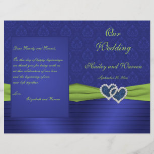 Programme Royal Blue et Chartreuse Mariage damassé