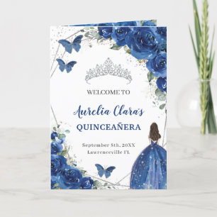 Programme Royal Blue Floral Quinceañera Ordre des événements