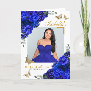 Programme Royal Blue & Gold Quinceanera Tiara Butterflies