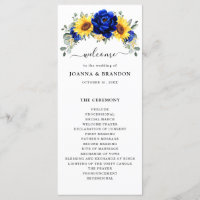 Royal Blue Rustic Tournesol Moderne Floral Mariage