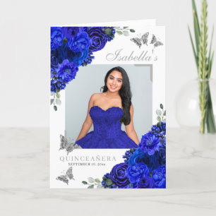 Programme Royal Blue & Silver Quinceanera Tiara Butterflies