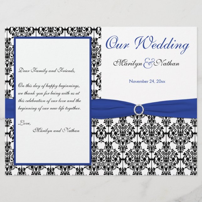 Programme Royal Blue, White, Black Mariage damassé (Devant)