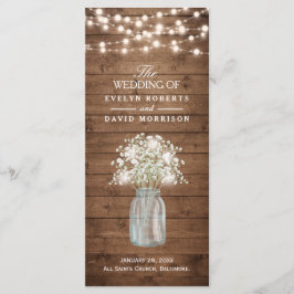 Programme Rustic Baby's Breath Mason Jar Wedding Wedding Pro