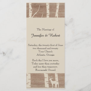 Programme Rustic Birch Trees and Deer Wedding Program