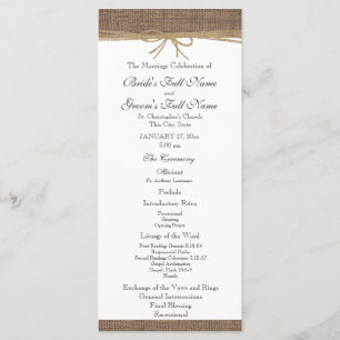 Programme Rustic Burlap et Twine Wedding Program