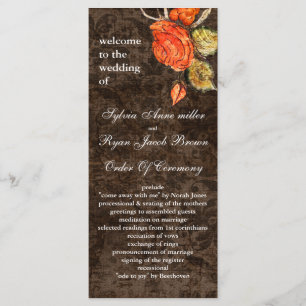 Programme Rustic Chic Brown Mariage Rose Vintage