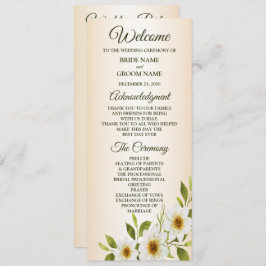 Programme Rustic Golden Frame White Floral Peach Wedding