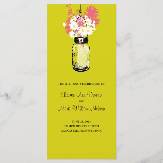 Programme Rustic Mason Jar et Fleur sauvage Daisies Programm (Devant)