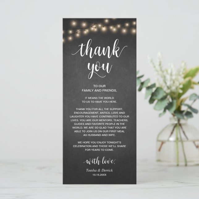 Programme Rustic String Lights, Place Setting Thank You (Debout devant)