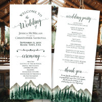 Rustic Watercolor Mountains & Pine Mariage