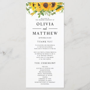 Programme Rustique Boho Sunflower Mariage de bouquet floral