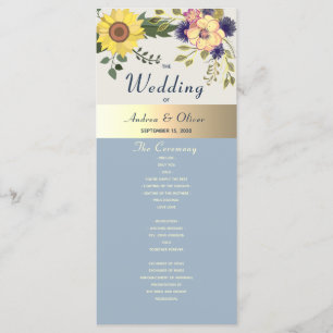 Programme Rustique de mariage floral aquarelle