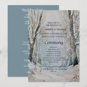 Programme Rustique Dusty Blue Winter Forest Mariage d'aquare