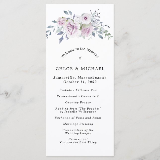Programme Rustique violet Floral do-it-yourself Mariage (Devant)