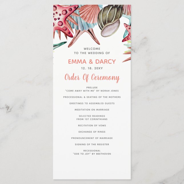 Programme Rustique Watercolor Seashells Starfish Beach Maria (Devant)