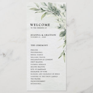 Programme Sage Green Eucalyptus Minimaliste Mariage botaniqu