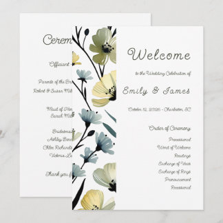 Programme Sage Green & Soft Yellow Botanical Weddin