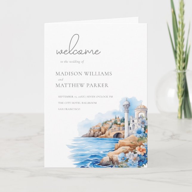 Programme Santorini Grèce Mariage aquarelle photo (Devant)