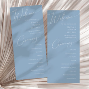 Programme Script Whimsical   Dusty Blue Wedding Program