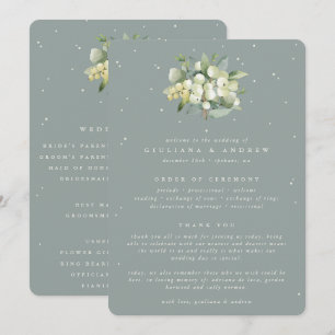 Programme Seafoam Green Snowberry+Eucalyptus Bouquet Mariage