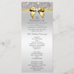 Programme Séquines d'argent Gold Diamond Bow Wedding Program
