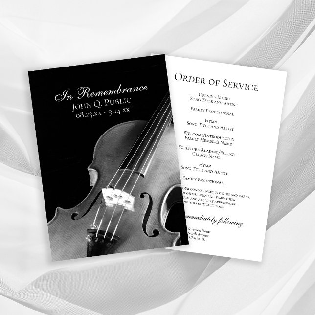 Programme Service funéraire de musiciens de violon noir blan (Créateur téléchargé)