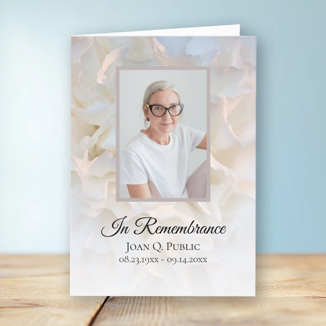 Programme Service funéraire floral de carnation blanche plié (Créateur téléchargé)