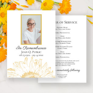 Programme Service funéraire graphique de tournesol jaune