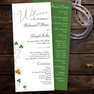 Programme Shamrock Fleur sauvage Vert et Or Mariage élégant