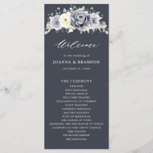 Programme Silver Grey ivoire Floral hiver Rustique Mariage P