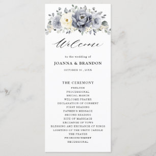 Programme Silver Grey Ivory Floral hiver Rustique Mariage
