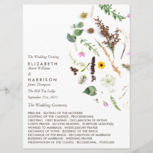 Programme Simple Élégant Fleur Sauvage Botanique Mariage