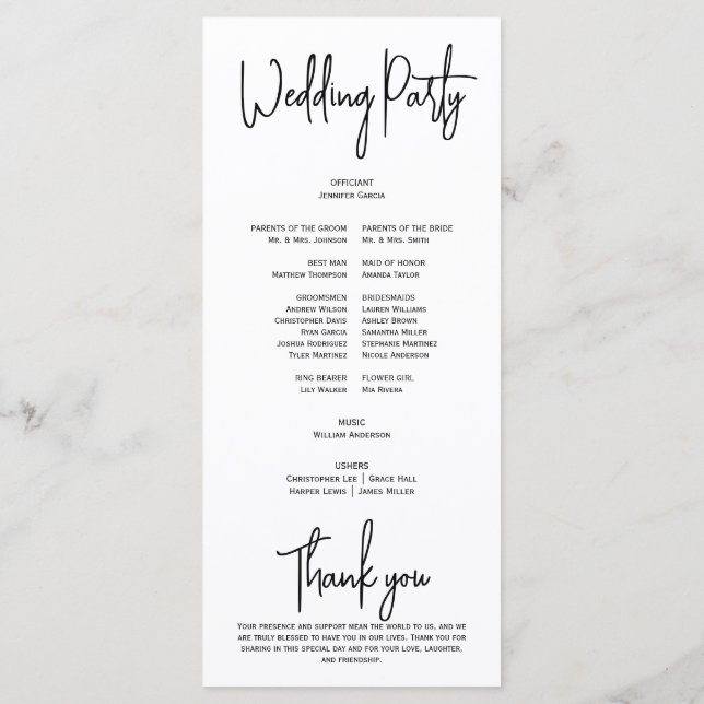 Programme Simple élégant noir blanc moderne Script minimal (Dos)