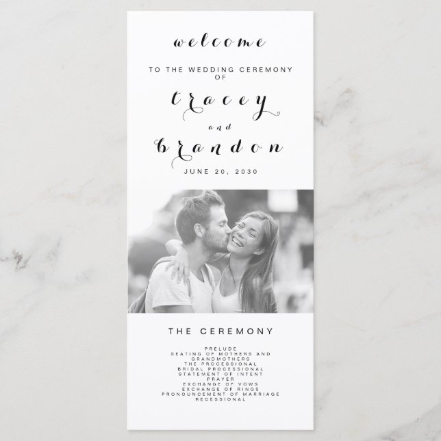 Programme Simple Elegant Script Photo Mariage moderne (Devant)