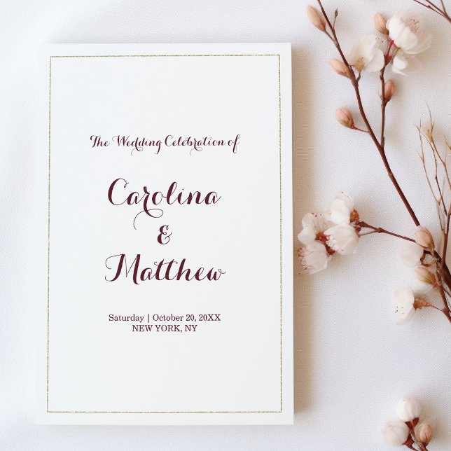 Programme simple et élégant en or blanc bordeaux (Simple elegant white gold burgundy Program )