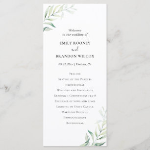 Programme Simple Eucalyptus Verdure Mariage élégant