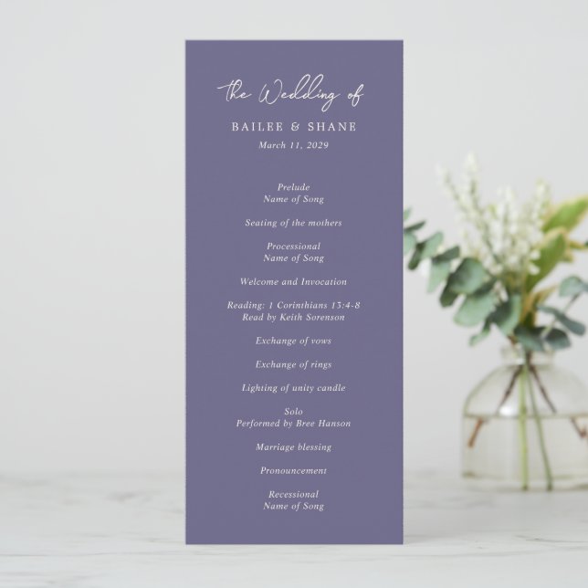 Programme Simple Mariage Moderne Poussiéreux Violet (Debout devant)