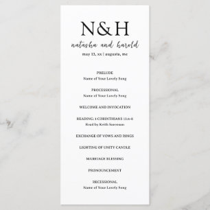 Programme Simple minima gras Monogramme moderne Mariage