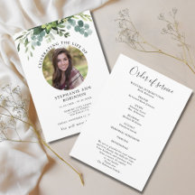 Simple photo Funeral Memorial Ordre de service