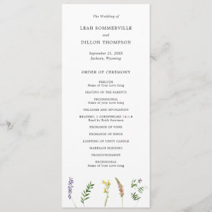 Programme Simple Rustique Bohème Floral Mariage de Fleur Sau
