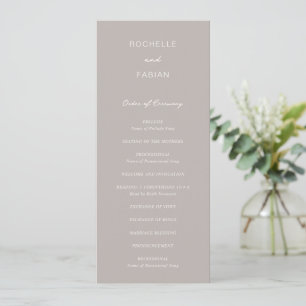 Programme Simple Taupe Élégant Mariage
