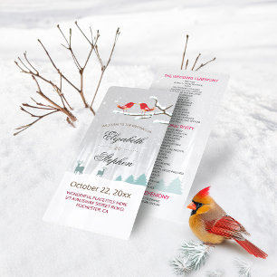 Programme Snow Wonderland Birds Deer Winter Wedding Programm