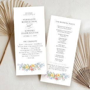 Programme Soft Pastel Ornate Spring Garden Floral Mariage